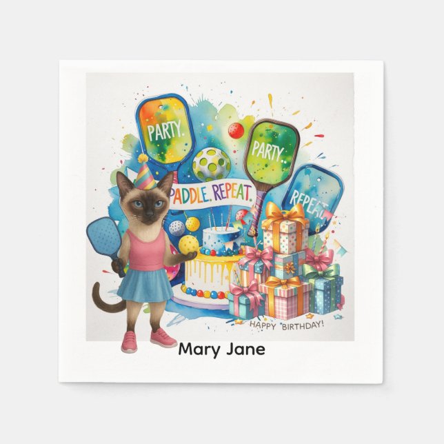 Pickleball Birthday Party themed Napkin (Front)