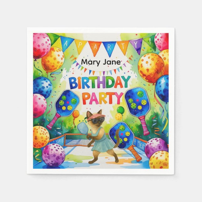 Pickleball Birthday Party themed Napkin (Front)