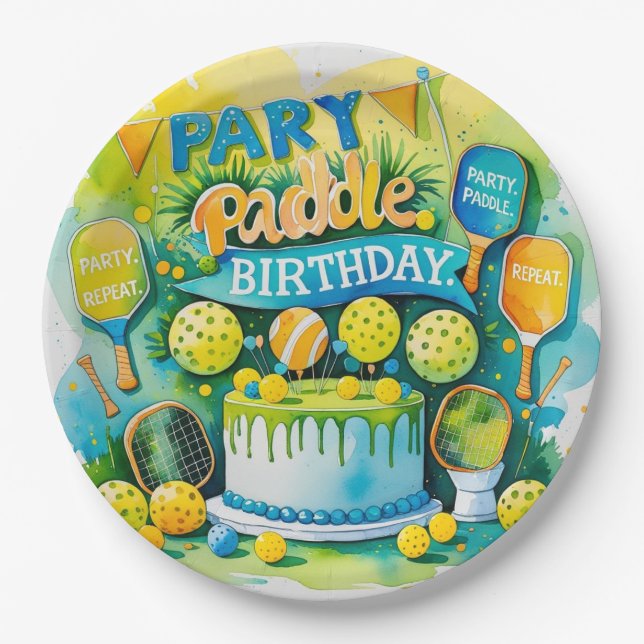 Pickleball Birthday themed  Paper Plate (Front)