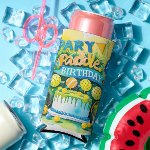 Pickleball Birthday themed  Seltzer Can Cooler