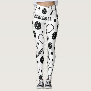 Pickleball Black And White Pattern Court Graphic Leggings