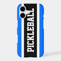 PICKLEBALL Black White Bright Blue Racing Stripes