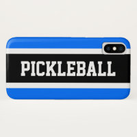 PICKLEBALL Black White Bright Blue Racing Stripes 