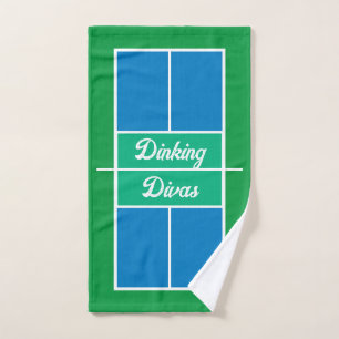 Pickleball Blue Green Court Team Name Sweat Hand Towel