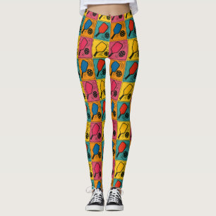 Pickleball Bold Andy Warhol Style Pattern Leggings
