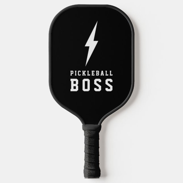 Pickleball Boss Lightning Bolt and Monogram Pickleball Paddle (Front)