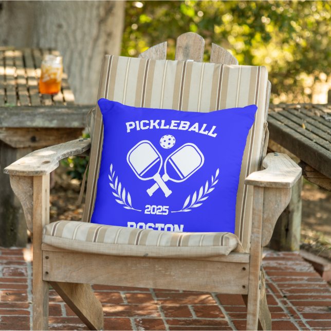 Pickleball Boston 2025 Custom Blue Patio  Outdoor Pillow (Chair)