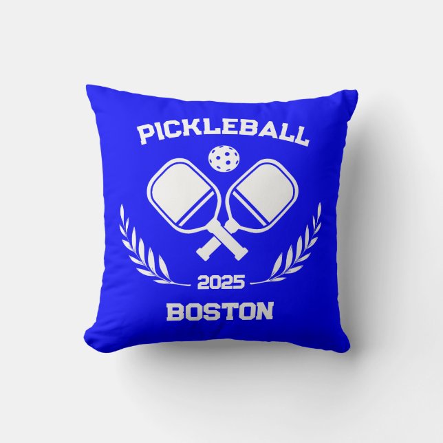 Pickleball Boston 2025 Custom Blue Throw Pillow (Front)