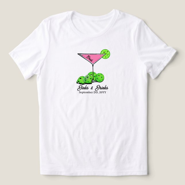 Pickleball Bridal Shower Dinks & Drinks Customized Tri-Blend Shirt (Design Front)