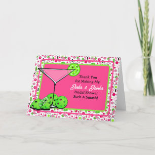 Pickleball Bridal Shower Dinks & Drinks Party Thank You Card