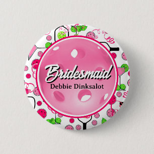 Pickleball Bridal Shower Personalized Swag 2 Inch Round Button