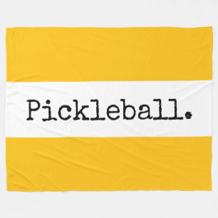 PICKLEBALL Bright Blue White Stripes Retro Text Fleece Blanket