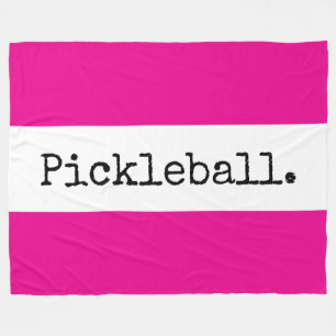 PICKLEBALL Bright Red White Stripes Retro Text  Fleece Blanket