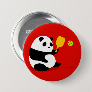 Pickleball Button: "Pickleball Panda" 3 Inch Round Button