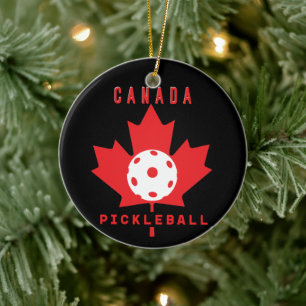 Pickleball Canada with custom text on the back Ceramic Ornament
