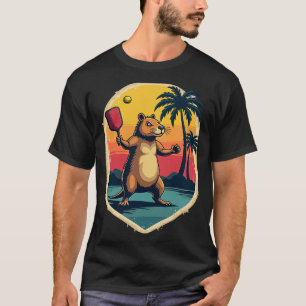 Pickleball Capybara Club Retro Logo Vintage Sports T-Shirt