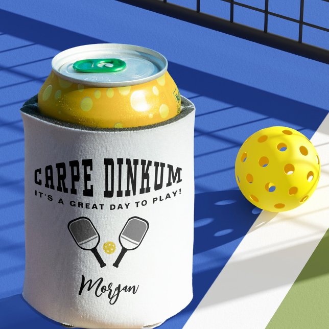 Pickleball Carpe Dinkum Custom Name Quote Cool Fun Can Cooler (Pickleball Carpe Dinkum Custom Name Quote Cool Fun Can Cooler)