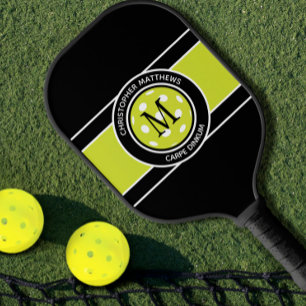Pickleball Carpe Dinkum Quote Name Initial Black  Paddle