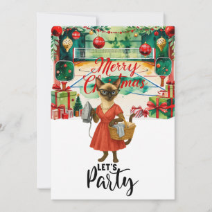 Pickleball  cat Housewife Christmas Let's Party In Invitation