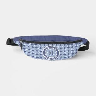 Pickleball Champion Cute Custom Name Initial Blue Fanny Pack