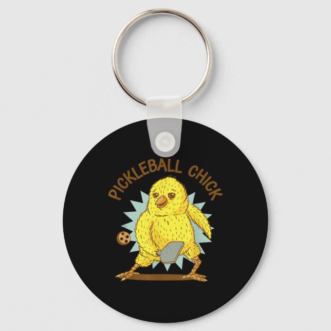 Pickleball Chick Funny Quote Chicken With Paddle G Keychain (Front)