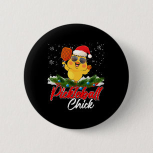 Pickleball Chick Funny Santa Hat Sungl Snowflakes  2 Inch Round Button