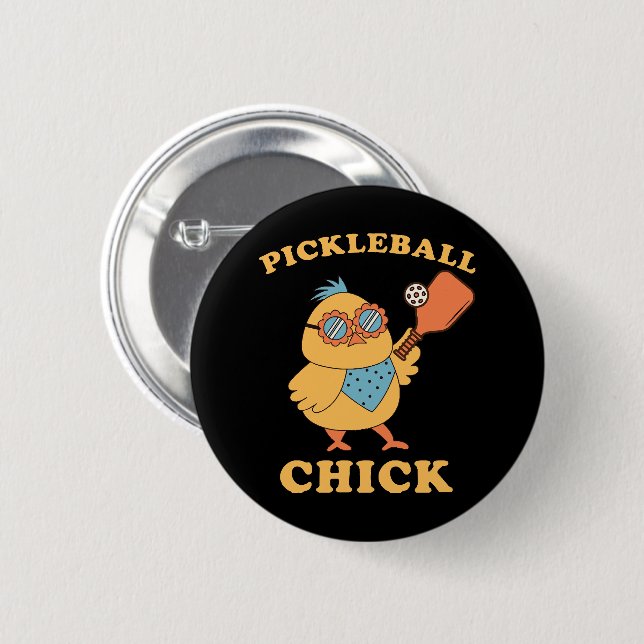 Pickleball Chick - retro 2 Inch Round Button (Front & Back)