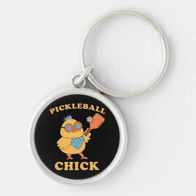 Pickleball Chick - retro Keychain (Front)