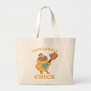 Pickleball Chick - retro Large Tote Bag