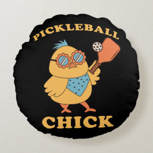 Pickleball Chick - retro Round Pillow