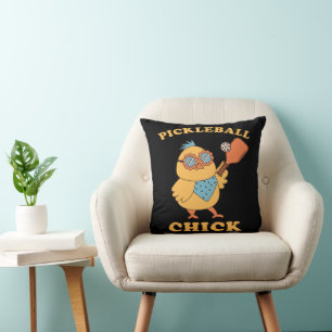 Pickleball Chick - retro Throw Pillow