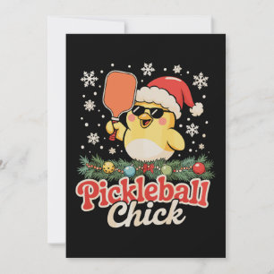 Pickleball Chick Santa Hat Sunglasses Christmas Invitation