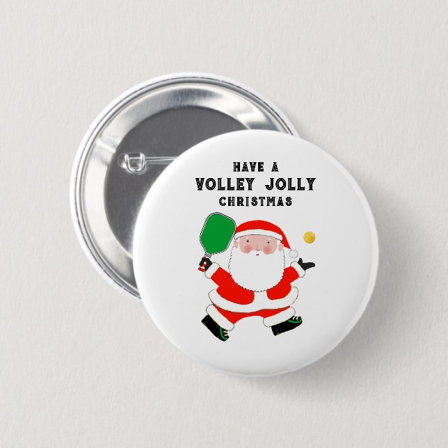 Pickleball Christmas 2 Inch Round Button (Front & Back)