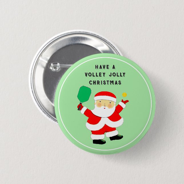 Pickleball Christmas 2 Inch Round Button (Front & Back)