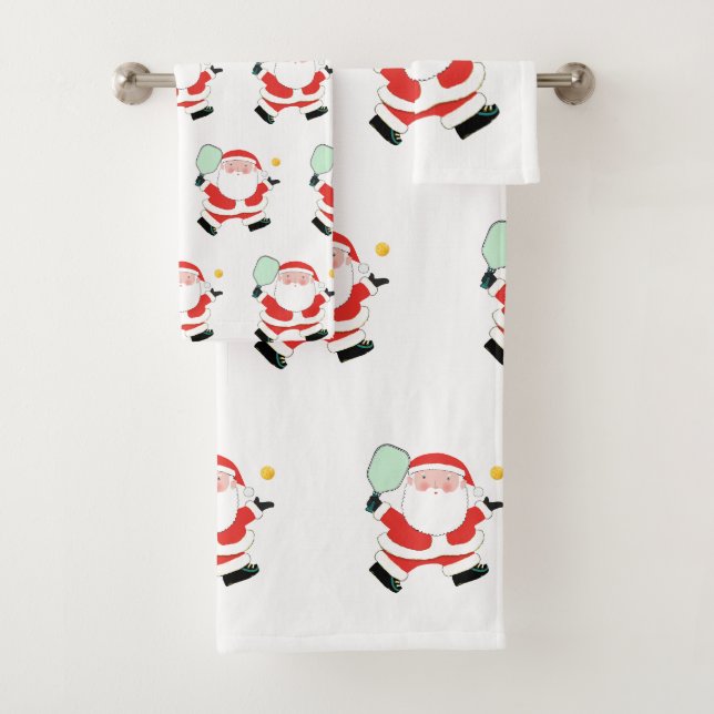 Pickleball Christmas Bath Towel Set (Insitu)