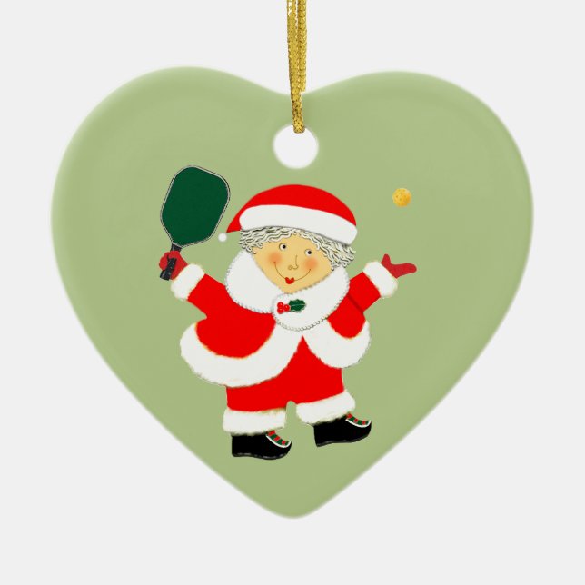 Pickleball Christmas Ceramic Ornament (Front)