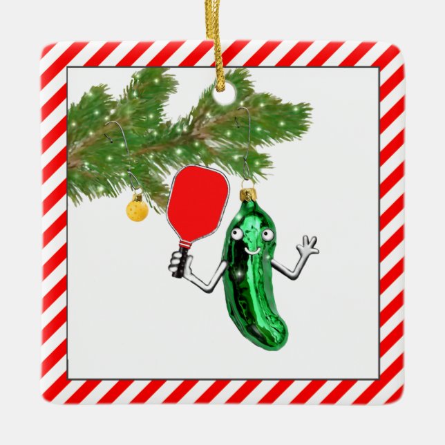 Pickleball Christmas Collectible 2023 Ceramic Ornament (Front)