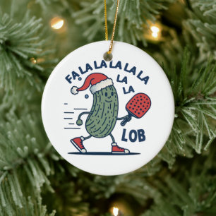 Pickleball Christmas Fa La La La Lob Ceramic Ornament