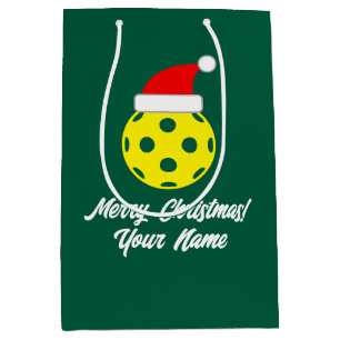 Pickleball Christmas gift bags with cute Santa hat