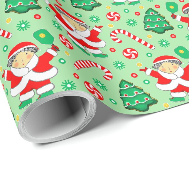 Pickleball Christmas Gift Wrapping Paper (Roll Corner)