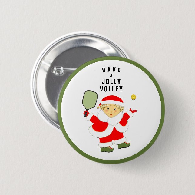 Pickleball Christmas Holiday Gift 2 Inch Round Button (Front & Back)