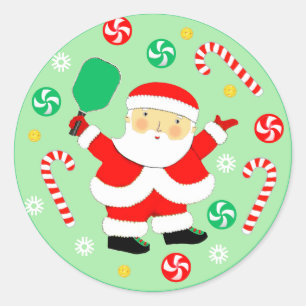 Pickleball Christmas Holiday Gift Classic Round Sticker