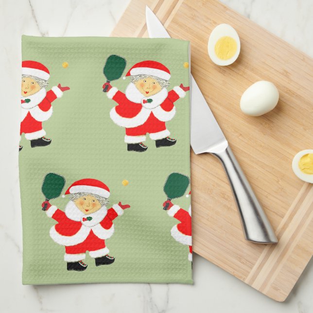 Pickleball Christmas Holiday Gift Kitchen Towel (Quarter Fold)