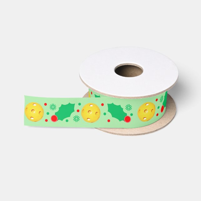 Pickleball Christmas Holiday Gift Satin Ribbon (Spool)