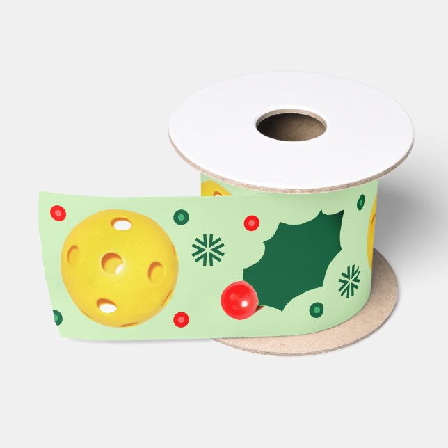 Pickleball Christmas Holiday Gift Satin Ribbon (Spool)