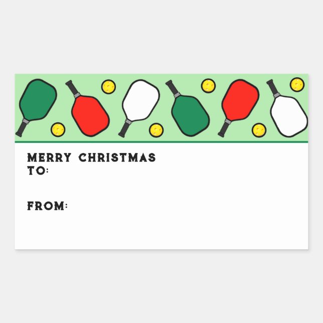 Pickleball Christmas Holiday Gift Tags (Front)