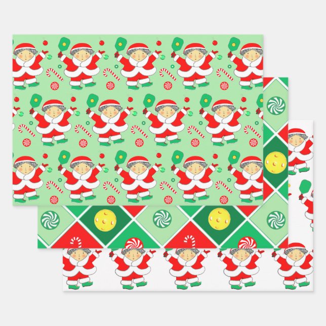 Pickleball Christmas Holiday Gift Wrapping Paper (Set)