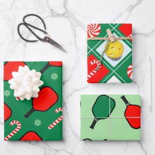 Pickleball Christmas Holiday Gift Wrapping Paper Sheet