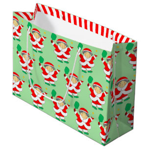 Pickleball Christmas Holiday Large Gift Bag
