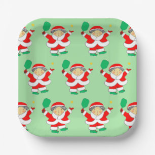 Pickleball Christmas Holiday Party Paper Plate